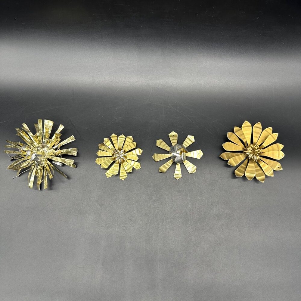 Vintage Atomic Flower Christmas Ornaments Aluminum Handmade Mid Century Modern - Picture 2 of 8